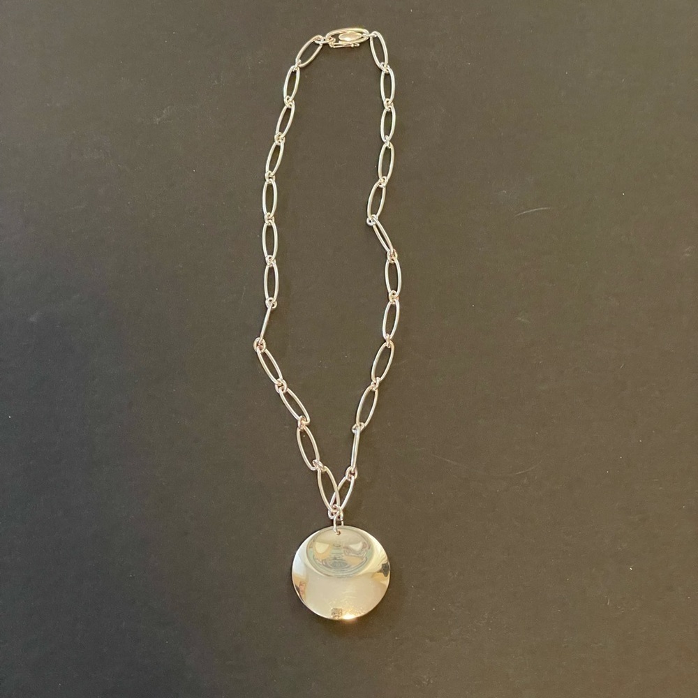 Tiffany & Co. Elsa Peretti Sterling Silver Disc Pendant Necklace with Link Chain - Picture 3 of 7